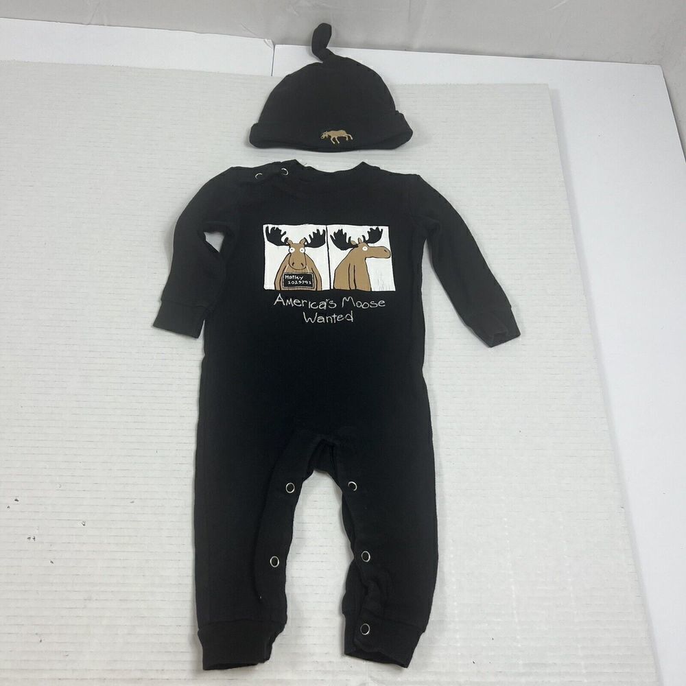 Hatley Outfit With Hat 6-12 MONTHS Alaska Moose "America's Moose Wanted" Unique!